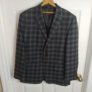 Blazer Jacket 40 R green plaid Haggar
